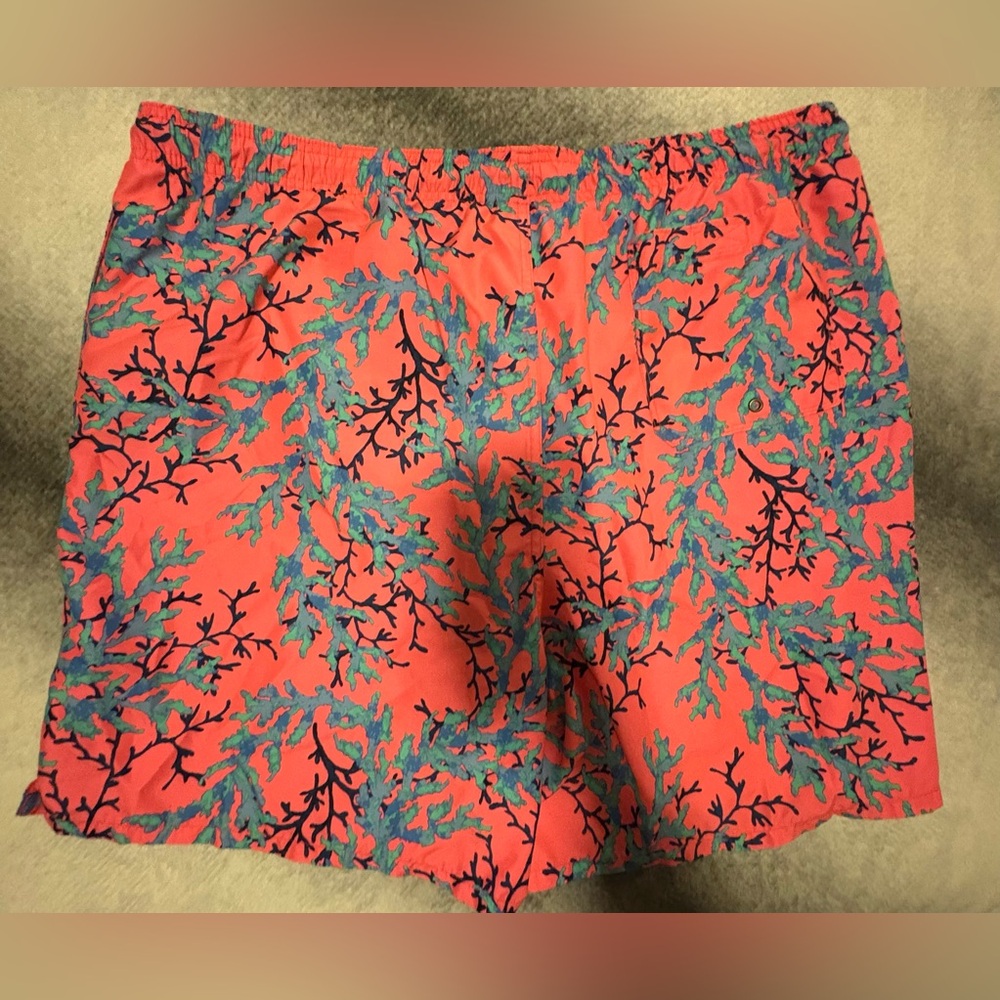 (B3) Old Navy Men's Printed‎ Coral Blue Wave Swim Trunks Shorts XXL - Picture 7 of 7
